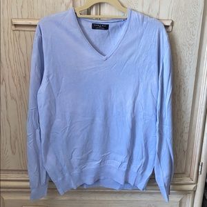 Zara Sky Blue Cotton V-neck Sweater